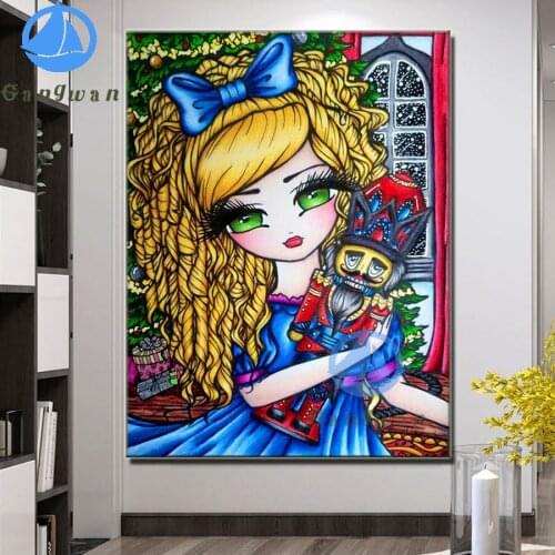 Cartoon Girl 5D Diy Diamond Painting cute big eyes girl Full Square Round Diamond Embroidery Mosaic Cross Stitch Kit Handmade