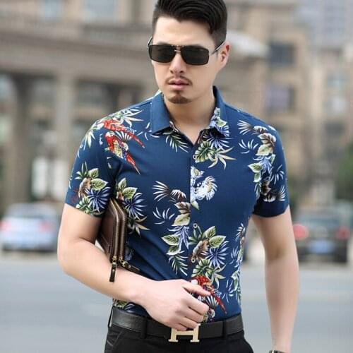 New arrival summer fashion flowers printing shirt mens short sleeve floral shirt