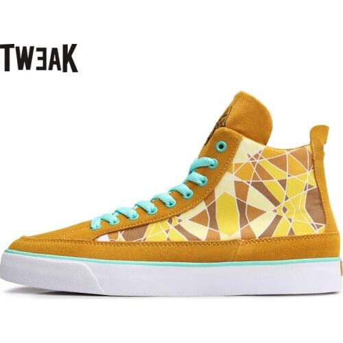 Mens shoes high-top casual shoes in spring and summer canvas spliced genuine leather shoes