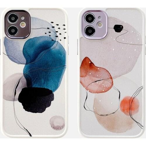 Geometric Art Watercolor Phone Case For iPhone 11 12 Pro Xs Max X XR 7 8 Plus SE 2020 Soft Silicone Matte Full Back Cover Coques