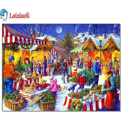 5D Diamond Painting Kits for Christmas gift street store painting DIY Mosaic Full Drill Round Christmas handmade Gift Home Decor