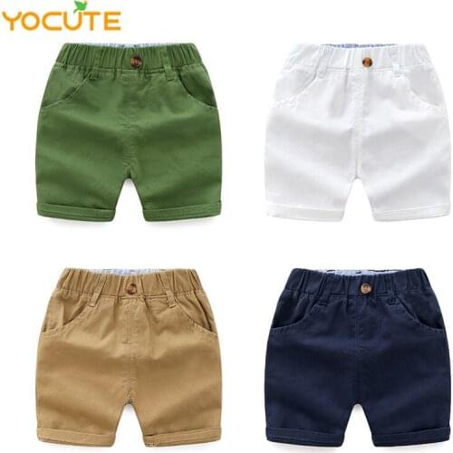 Baby Boys Clothes Summer New Kids Short Style Pants Cool Boy Casual Outwear Elastic Soft Khaki Shorts Cotton Pure Color Shorts