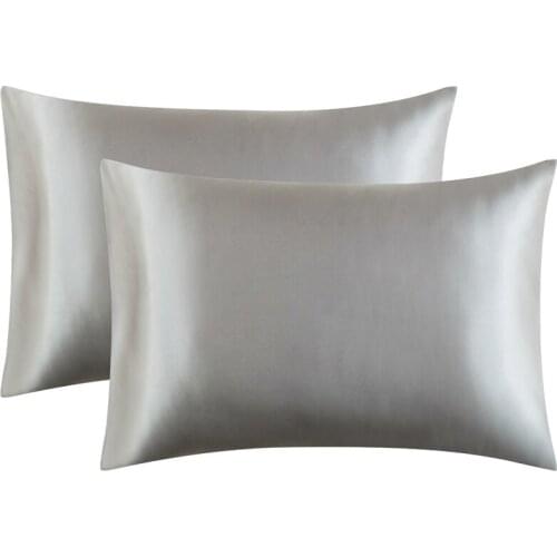 Solid Color Satin Pillowcase for Hair and Skin 2-Pack - Queen Size White Pillow Cases Satin Pillow Covers with Envelope Closure