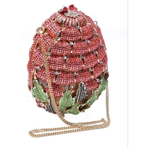 Dazzling Women colorful Flower Crystal Evening bag Metal Clutches Luxury Bag for Wedding&Party Women Bags Handbags Bridal Purse