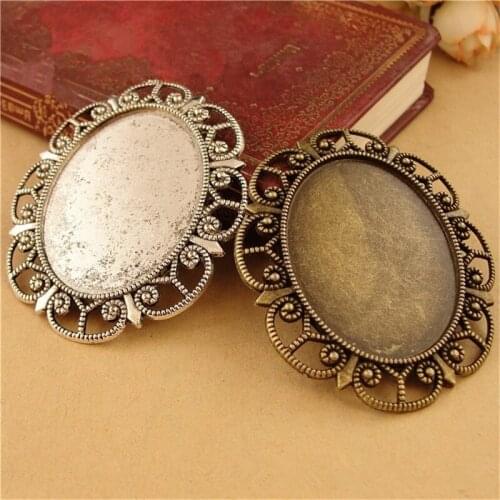 20Pcs/lot Lace Pattern Cabochon Base 40*30MM Big Necklace Accessories for Jewelry Making