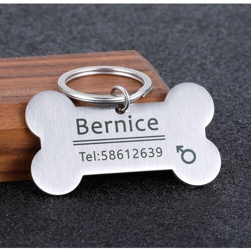 Custom Personalized Pet ID Tag Keychain Engraved Pet ID Name for Cat Puppy Dog Collar Tag Pendant Keyring Bone Pet Accessories