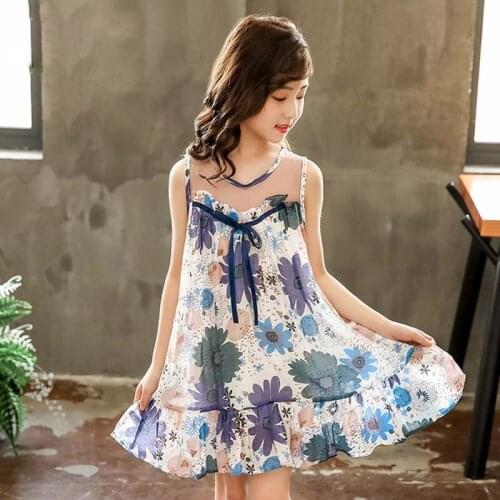 Girls Floral Print Dress Kids Clothing 2019 Summer Korean Style Sleeveless Loose Girls Dresses RT440