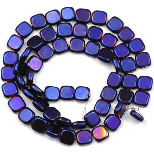 Flat Square Shape Purple Charm Hematite Natural Stone Loose Spacers Beads 4/6/8MM For Jewelry Making DIY Accessorie Wholesale