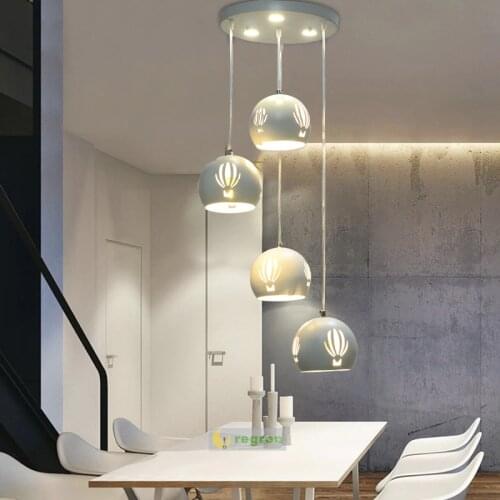 Modern Small Hanging Lamp creative four head Dining Room Lights loft personality wrought Nordic iron bedroom bar Led lamps