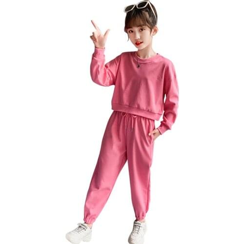 Teen Girls Sport Clothing Hoodies + Pants Clothing For Girls Spring Autumn Girls Clothes Set Casual Style Tracksuit Kids