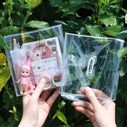 Waterproof Small Purse Soft Girl Style Clutch Transparent Small Pouch Mini Winding Storage Bag Cute Portable Reusable Travel Bag