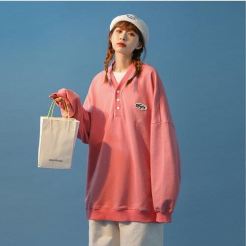 White Pink Black Lovely Sports Casual Fall Womans Sweater V-Neck Loose Oversize Ladies Pullover Spring Autumn Female Pullovers