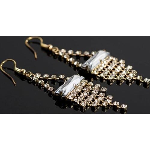 YFJEWE New Arrival Women Fashion Sweet Metal With Gems Crystal Earrings Elegant Tassel Earrings Wholesale Jewelry #E284
