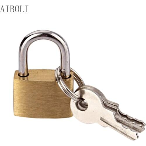 Padlock Mini Copper Padlock For Lockers With 3 Keys Travel Padlocks For Luggage Gym Locker Box Case Small Copper Lock Golden