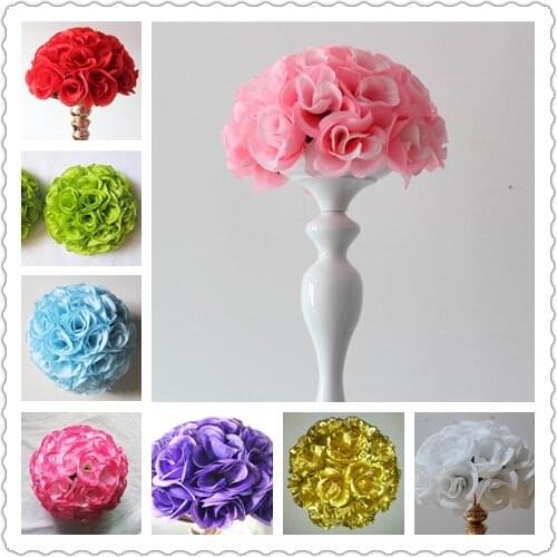 10pcs/lot 20cm wedding silk kissing flower ball decorations table centerpiece plastic celebration flower party decoration