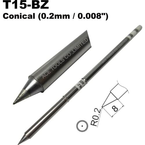 10 PCS T15-BZ Conical 0.2mm Soldering Tips for HAKKO FX-951 FX-950 FX-952 FX-9501 FM-2028 FM2027 Iron Handle Bit Replacement