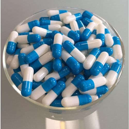 1000PCS/LOT Free shipping white+ blue color hard gelatin empty capsules, hollow gelatin capsules, empty capsule,medicine capsule