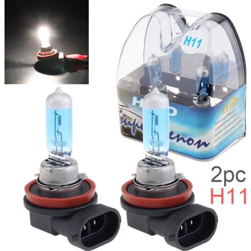 2Pcs 12V H11 55W 6000K White Light Super Bright Car Halogen Lamp Auto Front Headlight Fog Bulb Auto Headlight for Car Automobile