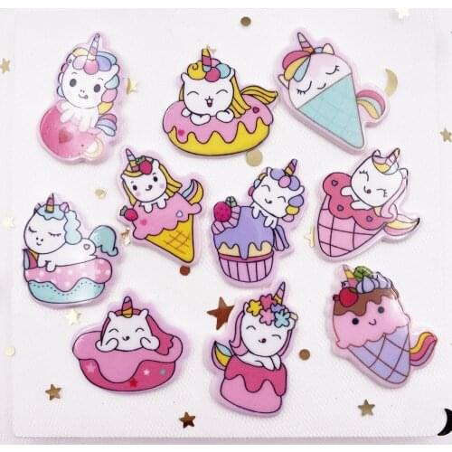 20pcs Colorful Lovely Unicorn Flatback Plane Sheet Miniature Pattern Applique DIY Scrapbook Home Decor Craft Supplies SG63