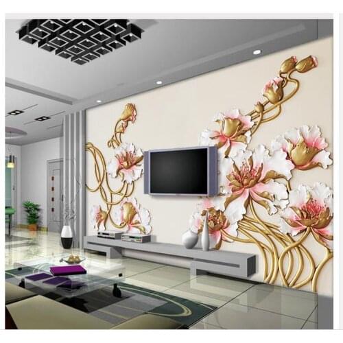 Custom 3d wallpaper Modern Relief Art Peony Floral Background Wall mural 3d wallpaper 3d customized wallpaper