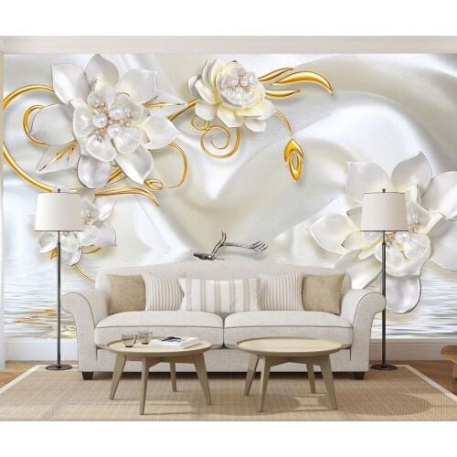 3D Stereoscopic Pearl Jewelry Wallpaper Murals Flower 3d Wall Photo Mural for Living Room Sofa Background 3d Wall Murals