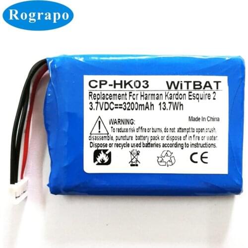 New 3.7V 3200mAh Full Replacement Battery For Harman Kardon Esquire 2 CP-HK03 GSP805070 Batteries Accumulator 5 wire plug