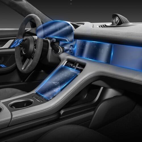For Porsche Taycan Accessories 2020 TPU Transparent Film Car Dashboard Film Screen Protection Sticker Anti-scratch Sticker 46Pcs