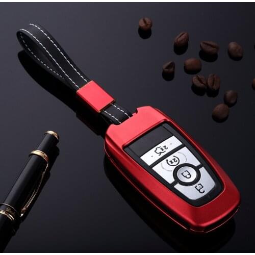 Aluminum Alloy key case cover For Ford Fusion Mustang Explorer F-150 F-250 F-350 2017 Remote Key Fob Shell Holder Light weight