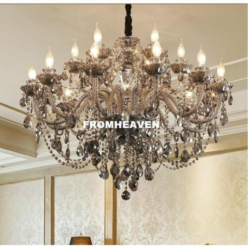 Free Shipping Smokey K9 Crystal Chandelier Lustre Crystal Chandeliers Light Lustres De Cristal Chandelier LED Villa Smokey Lamps