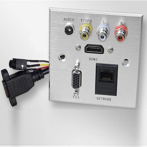 Free Shipping Multimedia Panel Socket Aluminum Panel Socket Multifunction Information Panel with Audio,Video,HDMI,VGA,RJ45