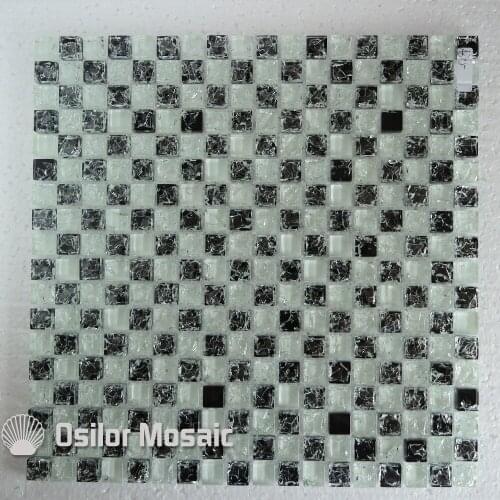 Free shipping cracked pattern glass crystal mosaic tile for bathroom or living room wall tile