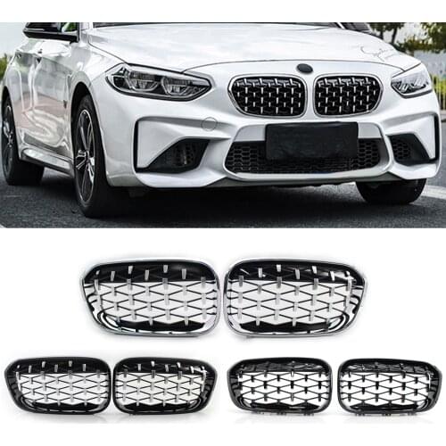 A Pair Diamond Star Style Grill Car Front Kidney Grille Bumper For BMW 1 Series F20 F21 118i 120i 125i 2010-2018 Car Styling