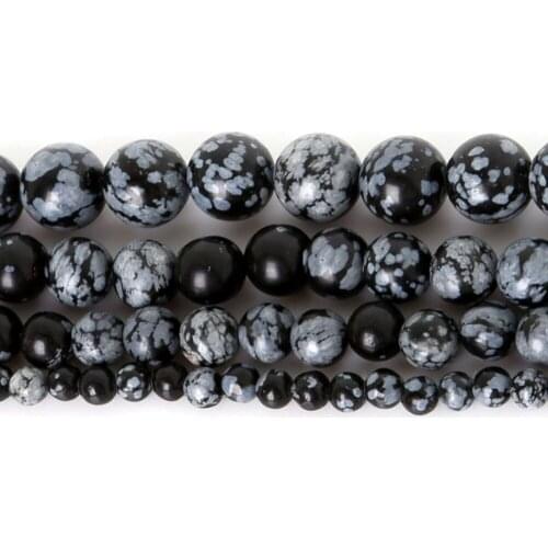 15" Strand Natural Stone Beads Snowflake Obsidian Beads Round Loose Beads For Jewelry Making Bracelet Necklace 4/6/8/10/12mm