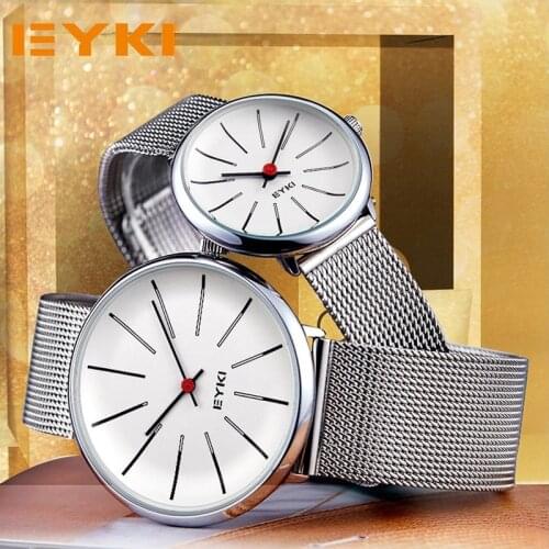 EYKI Couple Weave Mech Strap Watches Classic Simple Milanese Stainless Steel Men Women Business Watch Japan Movement With Box