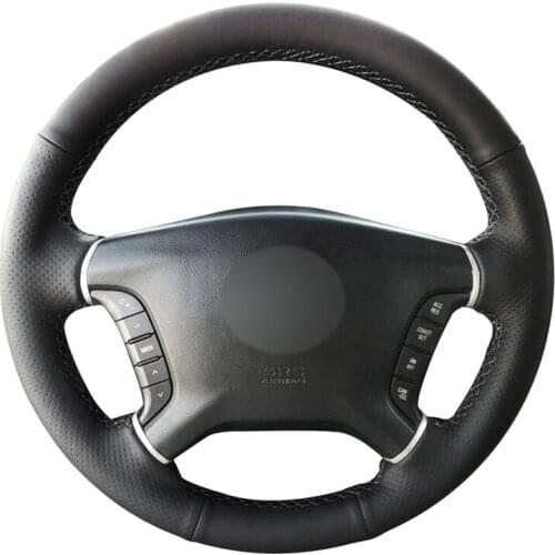 Black Artificial Leather Hand-stitched No-slip Car Steering Wheel Cover for Mitsubishi Pajero 2007-2014 Galant 2008-2012