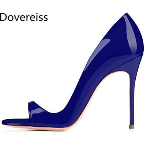 Dovereiss Fashion Womens Shoes summer new Elegant Red Gold White Peep toe Slip on Pumps sexy Office lady Party shoes 35-45