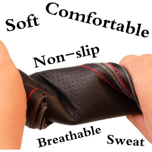 HKOADE Car Steering Wheel Cover DIY Artificial Leather Braid Universal 38cm With Needle And Thread Auto Accessories