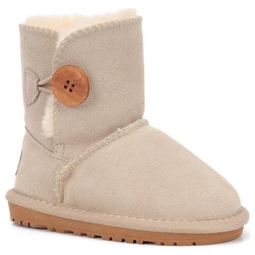 Classic Leather Childrens snow boots Boys Girls 2021 new winter new tube wooden button warm Non-slip wear-resistant snow Boots