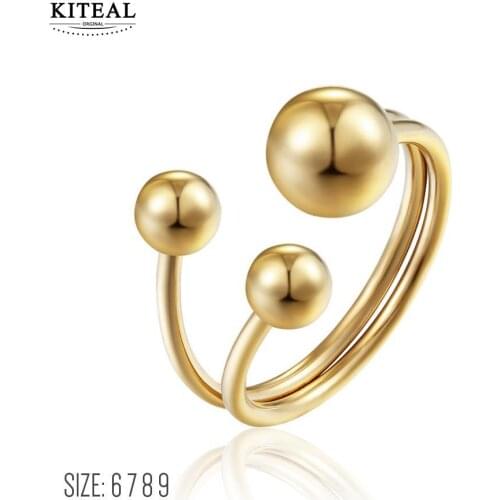 KITEAL Hot selling Gold Vermeil size 6 7 8 Lady Joint Knuckle Rings Geometric beads, double lines opal floating charms