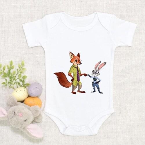 Toddler Clothes Zootopia Fox Nick Rabbit Judy Fox Nick Graphic Cartoon Fashion Infant Jumpsuit Baby Girls Boys Romper 0-24M