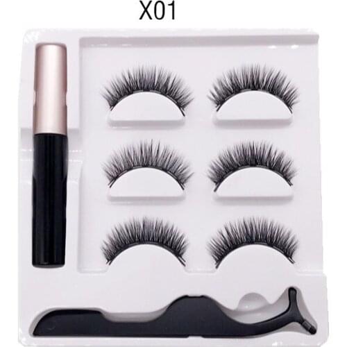 Magnetic Eyelashes 3D Mink Eyelashes Makeup Magnetic Lashes Eyeliner Tweezers Set Natural False Lashes Short Faux Cils