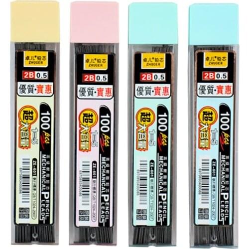 100Pcs/Box 0.5/0.7mm Mechanical Pencil Replace Lead Pencil Refill Erasable Smooth Writing Drawing Stationery Graphite Lead 2B