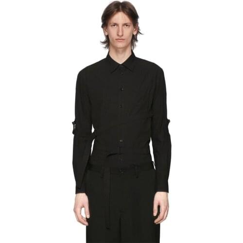 Pure cotton tie shirt casual mens suspenders Japanese shirt gentleman style