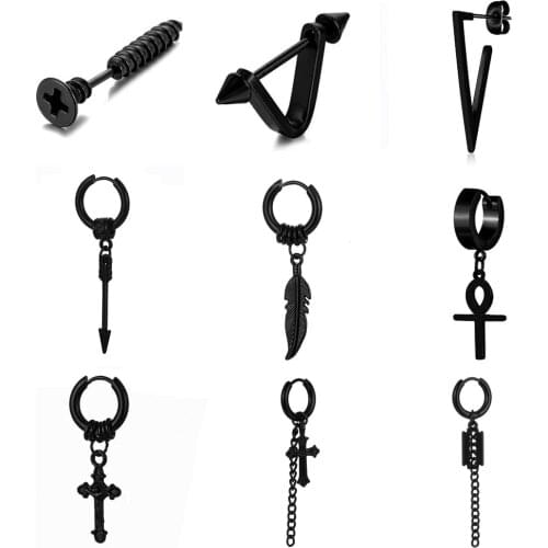 YOUVI Men Earrings 2021 Trend Goth Earrings for Women Fake Piercing Jewelry Korean Fashion Stud Earrings Gothic Accessories