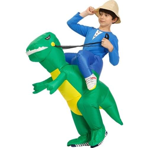 Adult Inflatable Dinosaur costume green dinosaur T-REX clothing Halloween Costumes For Women men kids Party Jumpsuit suit