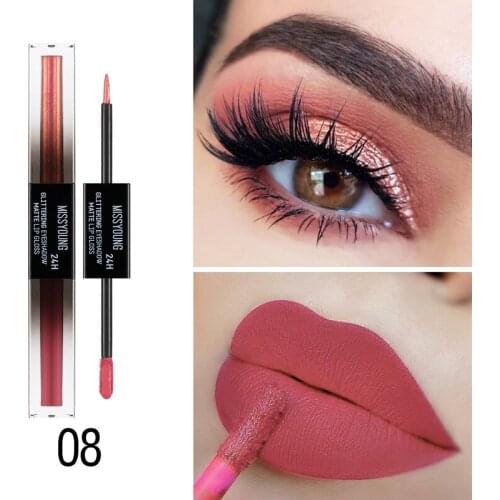 New Waterproof Long Lasting Gloss Sexy Double-headed Pearlescent Eyeshadow Matte Lip Gloss Set Makeup Matte Lipstick Lipsticks
