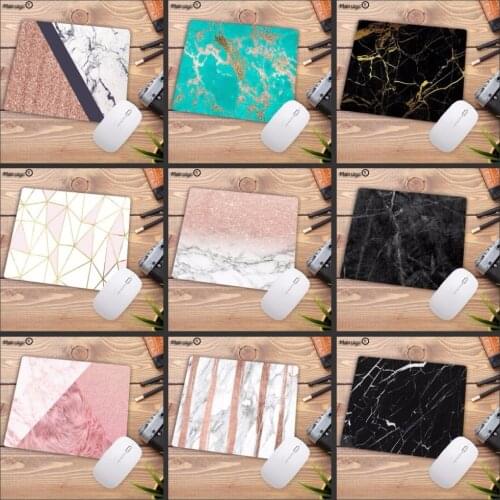 Mairuige 22X18CM New Designs Modern Faux Gold Glitter Pink Marble Laptop Gaming Mice Mousepad Anime Cartoon Print Game Mouse Pad