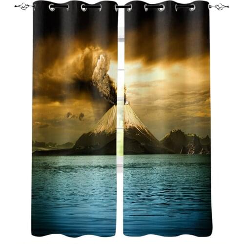 Volcano Eruption Windows Curtains For Living Room Bedroom Decorative Kitchen Curtains Drapes Treatments