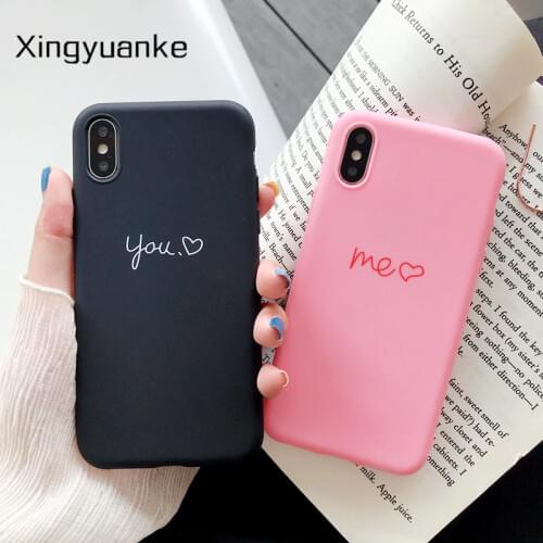 Couples Letter Phone Case For Xiaomi Redmi Note 9S 8T 4 4X 5 6 7 8 9 Pro Max 4A 6A S2 7A 8A 9A 9C 9T Cartoon Silicone Cover