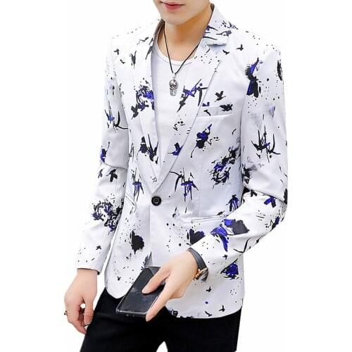 Spring/Autumn White Suit Blazer Jacket Men Large Size Fashion Slim Mens Flower Coat Blue Purple Red Outerwear 6XL Male Jaqueta